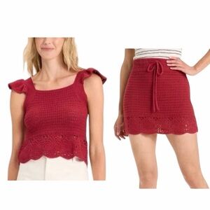 NWT! Universal Thread 2-Piece Set Openwork Flutter Sleeve Tank & Skirt. Large.